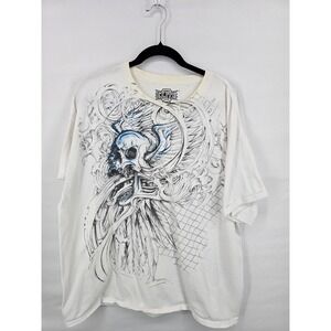 MMA Elite Mens White Skull Graphic T-Shirt XXL Y2K‎ Combat Sports Tee 1543